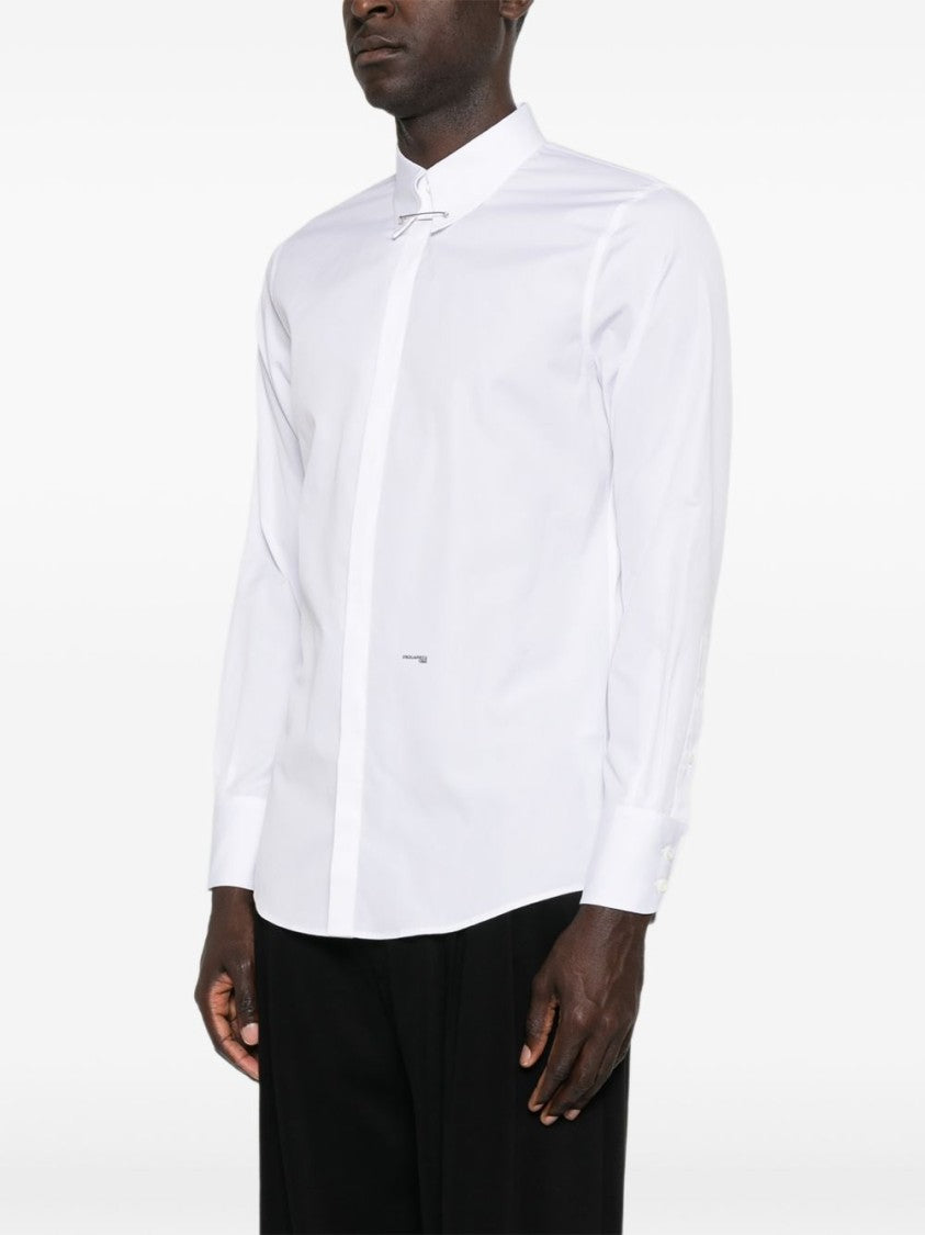 Dsquared2 White Pin-Collar Slim-Fit Dress Shirt