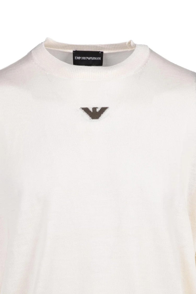 Emporio Armani Virgin Wool Crewneck Sweater - White
