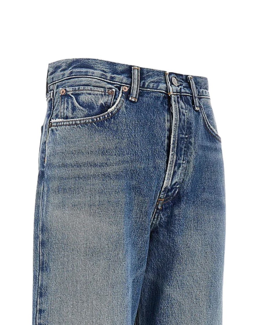 Agolde High-Rise Wide-Leg Jeans With Oversized Cuffs In Liberty Blue