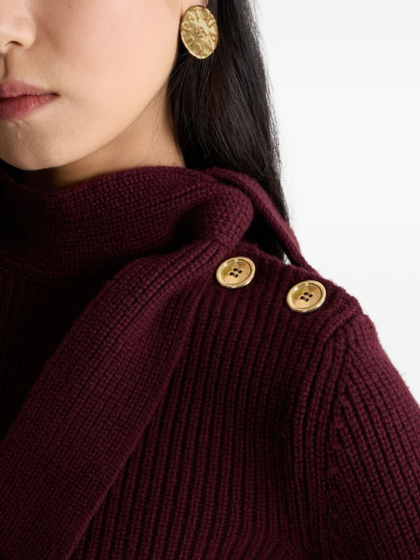 Patou Ribbed Knit Sweater With Bow Detail