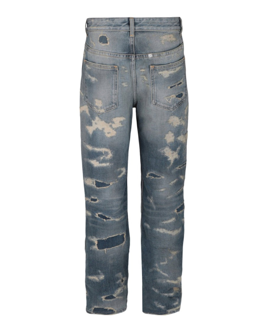 Givenchy Distressed Patchwork Straight-Leg Jeans