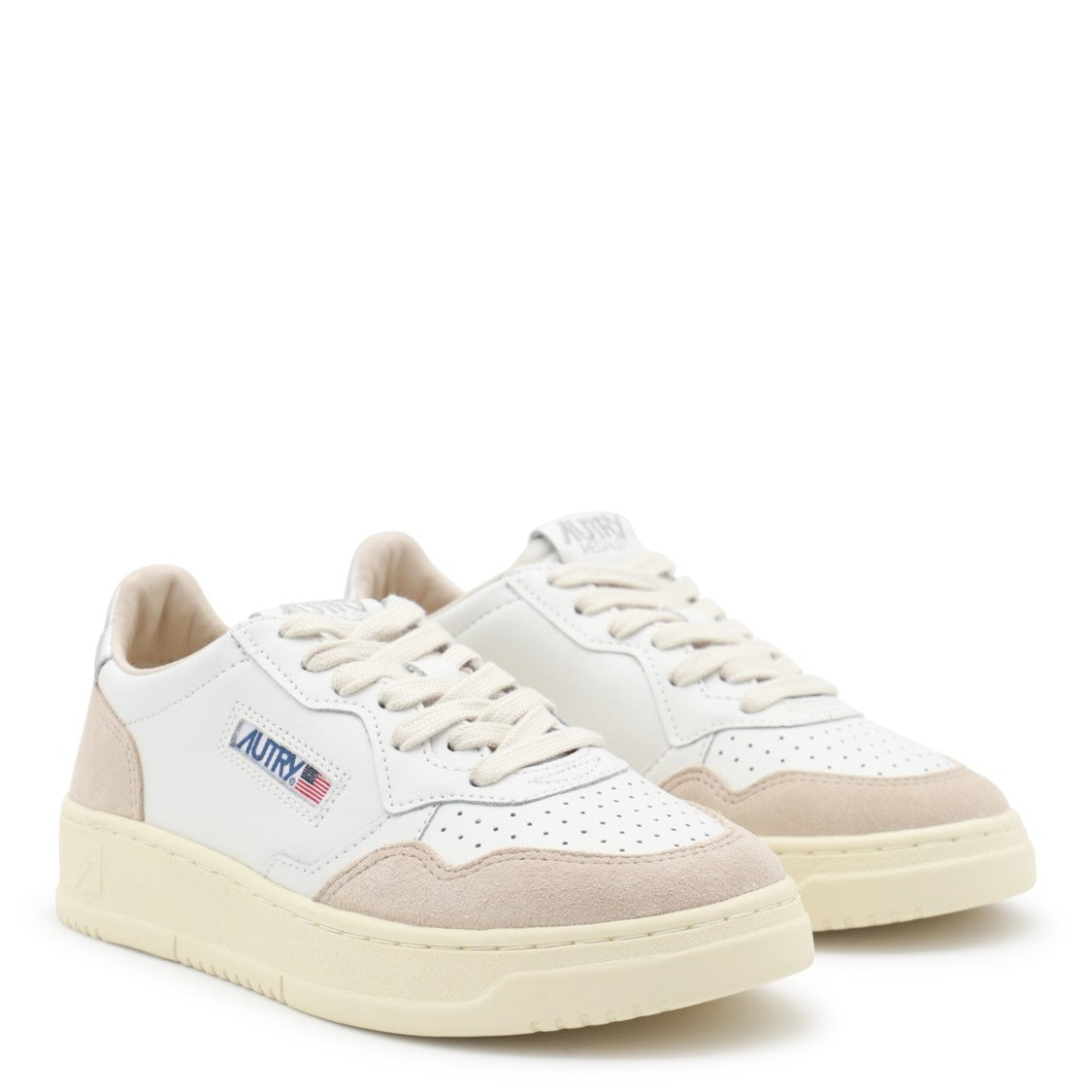 Autry White Leather Panelled Design Sneakers