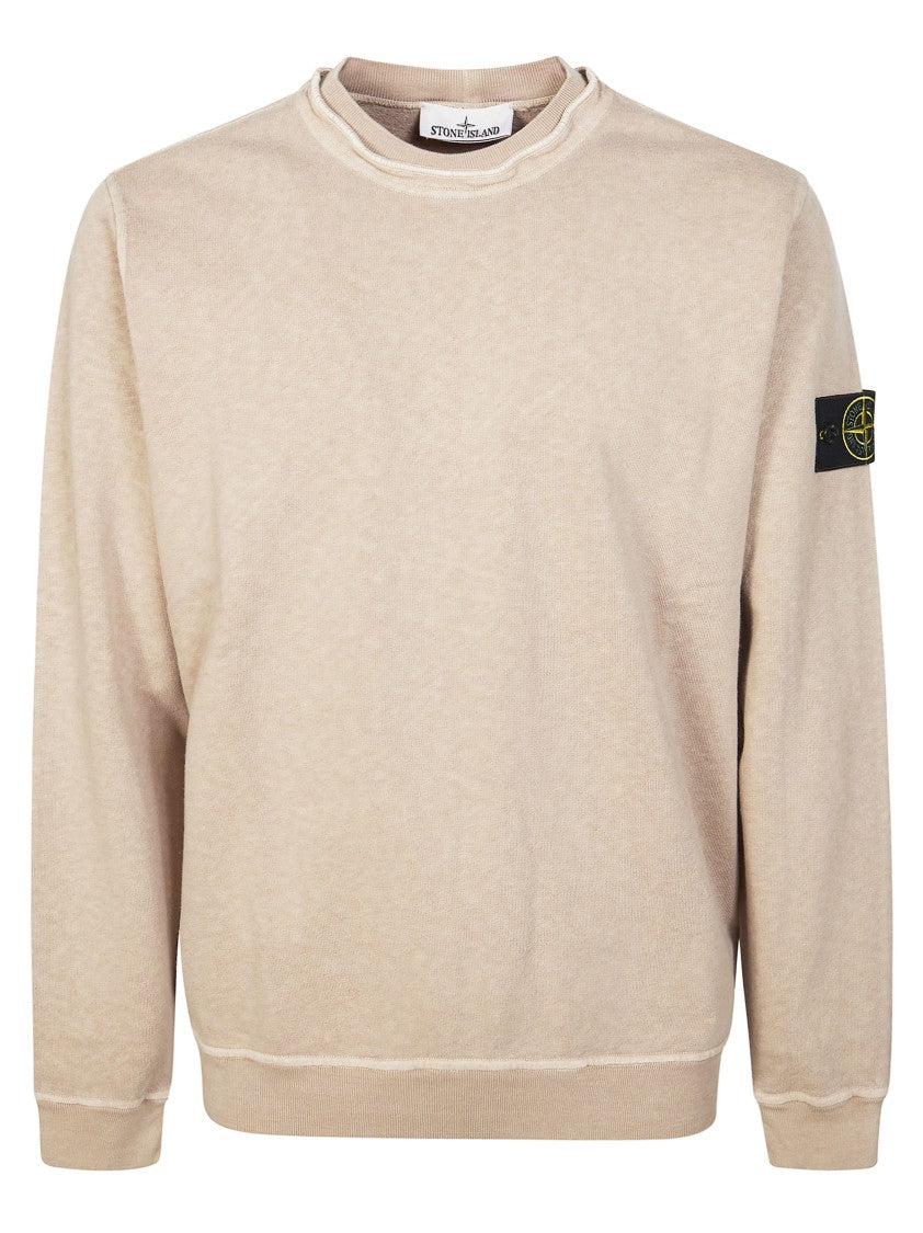 Stone Island Beige Compass Logo Crewneck Sweatshirt