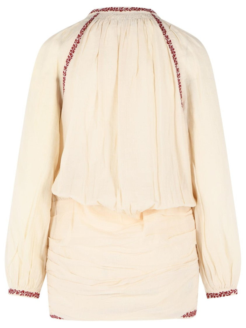 Isabel Marant Étoile 'Ludy' Short Dress In Beige And Red Cotton