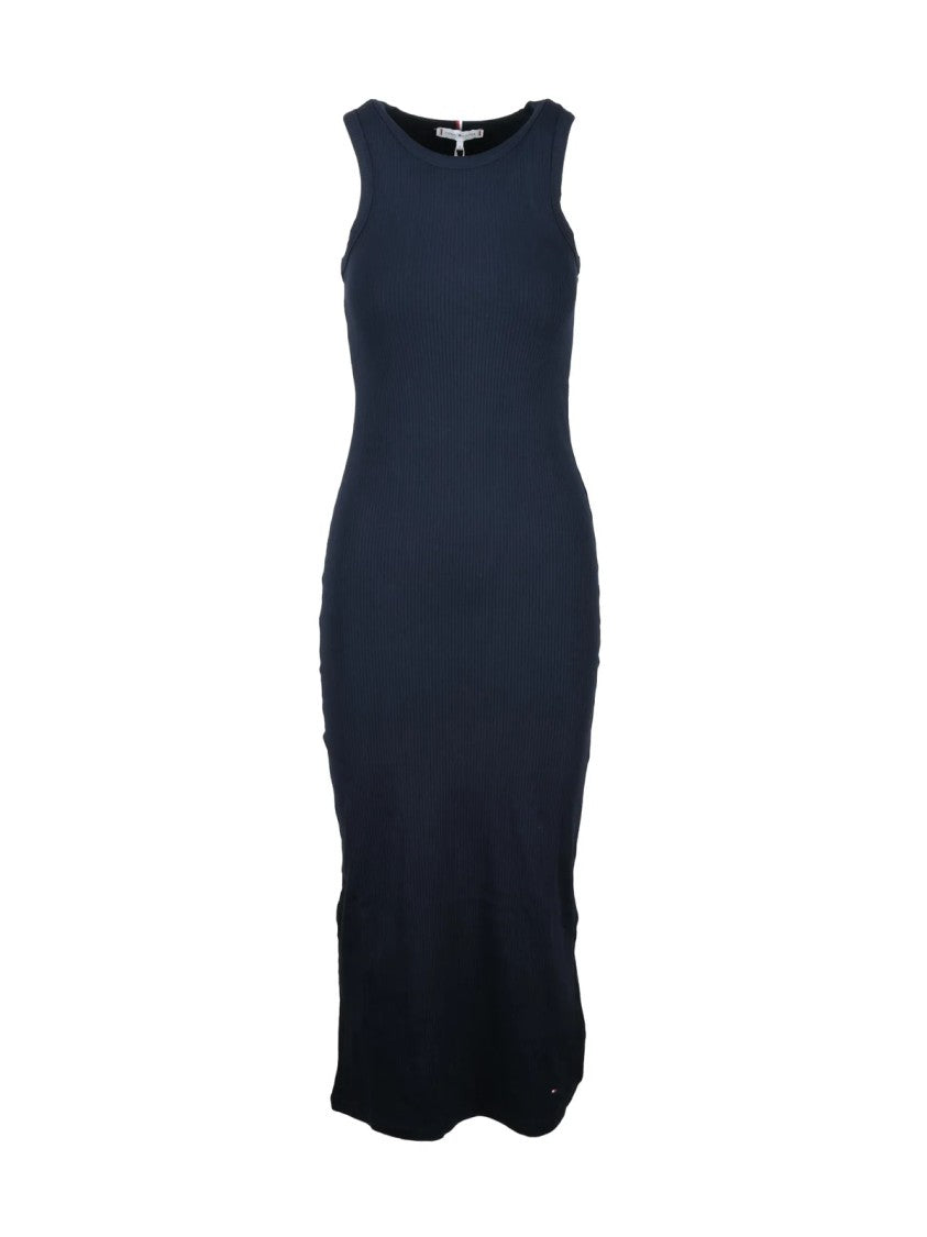Tommy Hilfiger Midnight Blue Ribbed Maxi Dress
