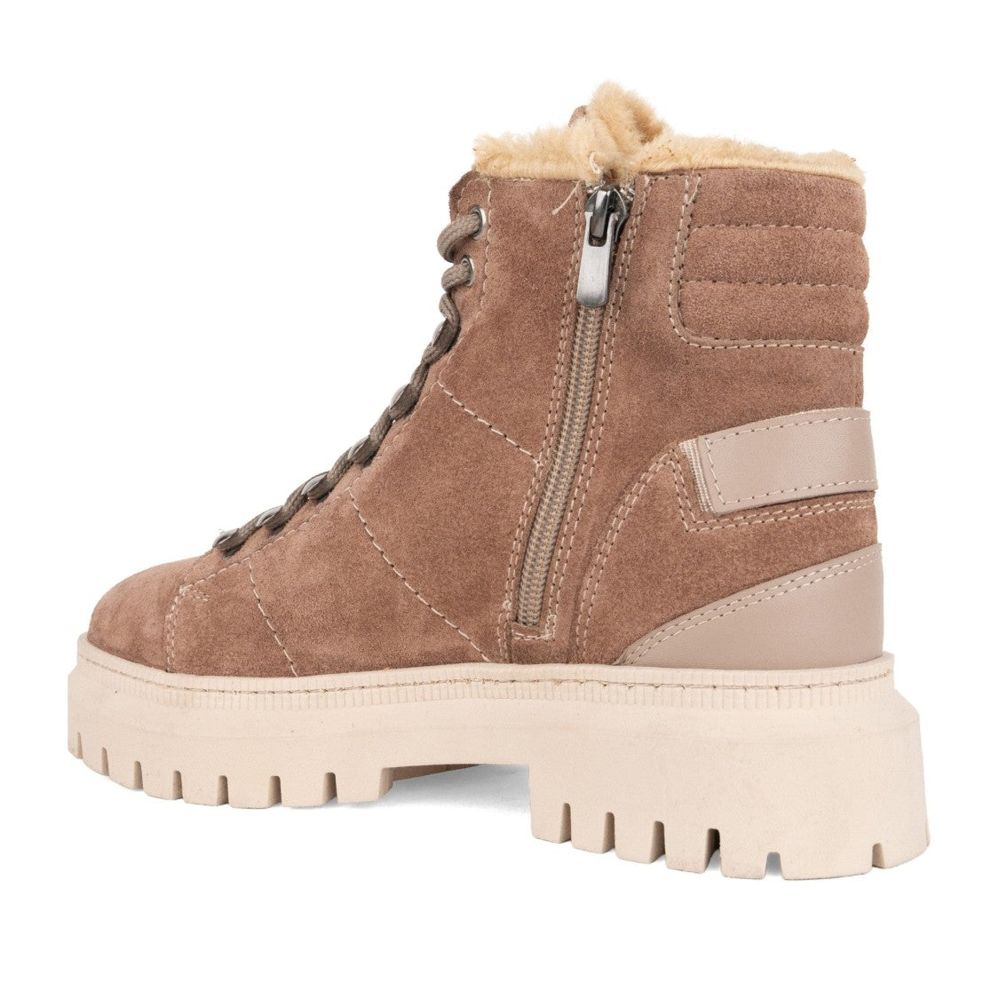 Sergio Moretti Beige Quilted Suede Plush-Lined Boots