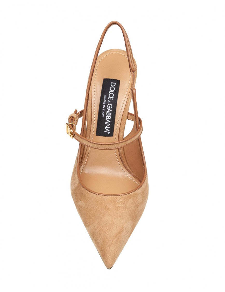 Dolce & Gabbana Beige/Camel Suede And Nappa Slingbacks