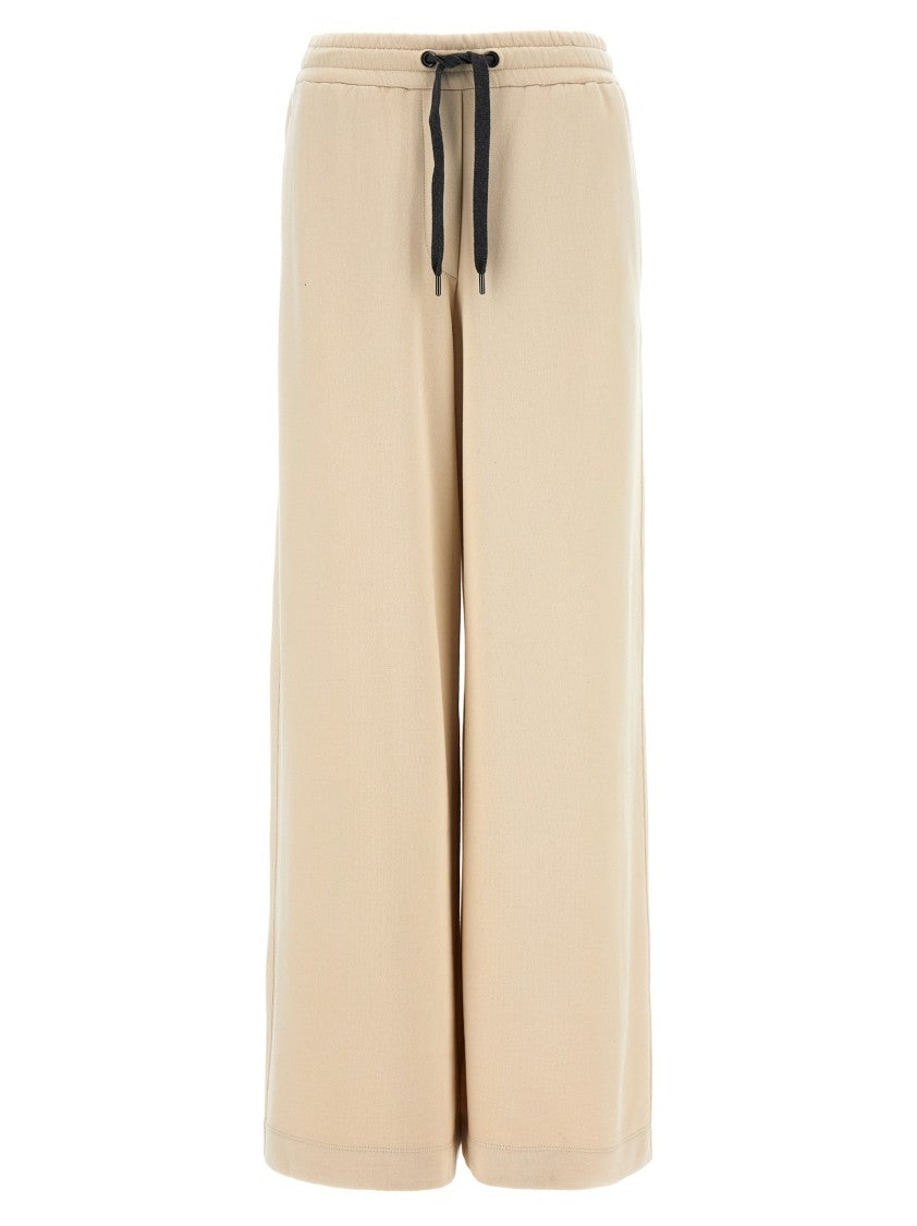 Brunello Cucinelli Wide-Leg Fleece Trousers With Adjustable Drawstring