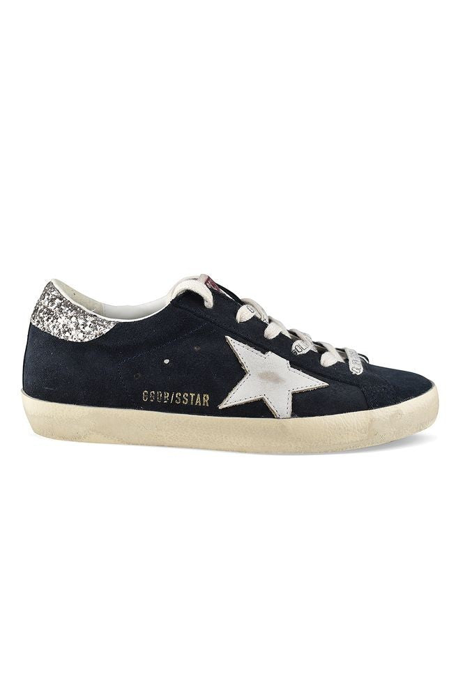Golden Goose Navy Suede Superstar Sneakers