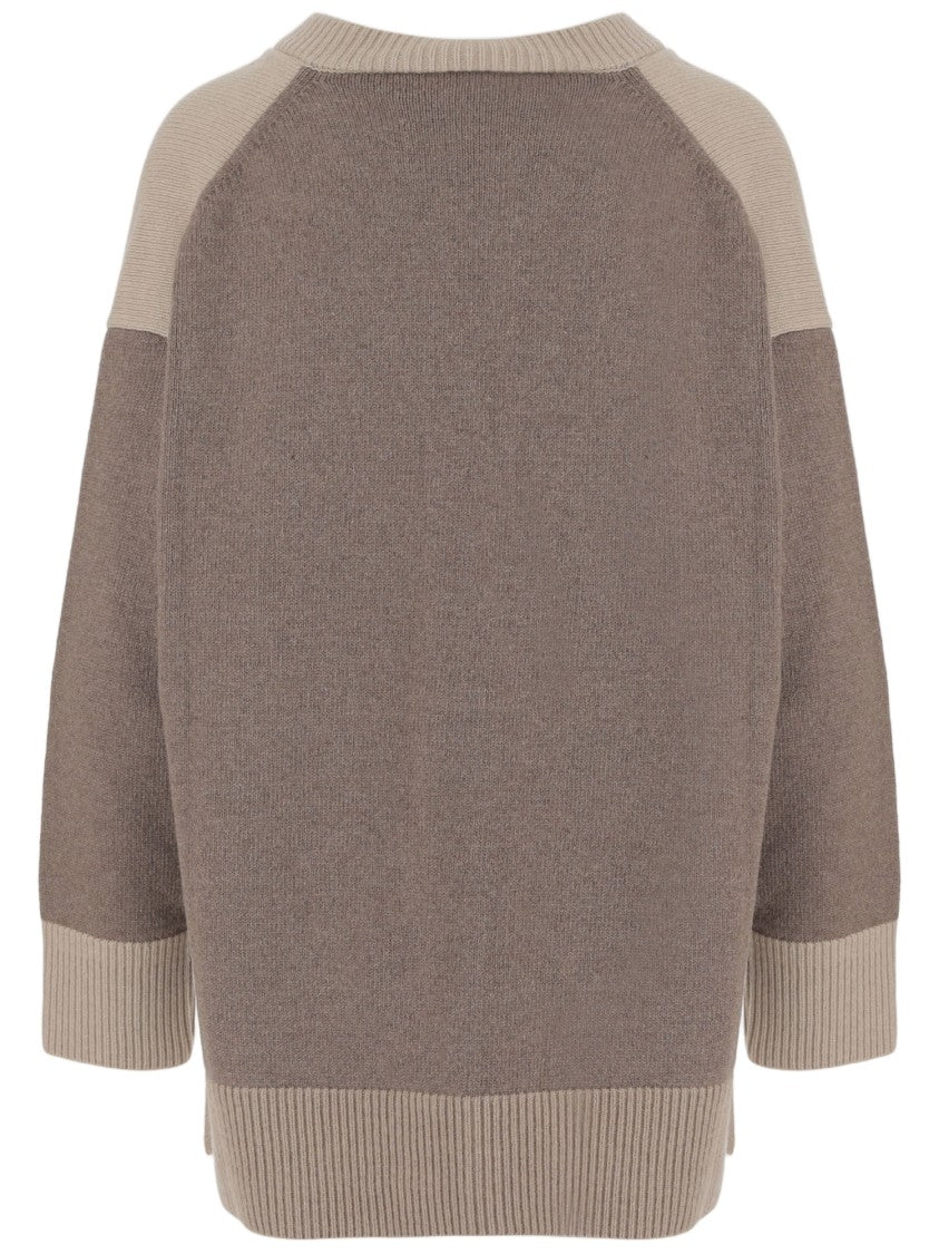 Niccolò Pasqualetti Asymmetrical Hem Wool And Cashmere Cardigan With Color-Block Design