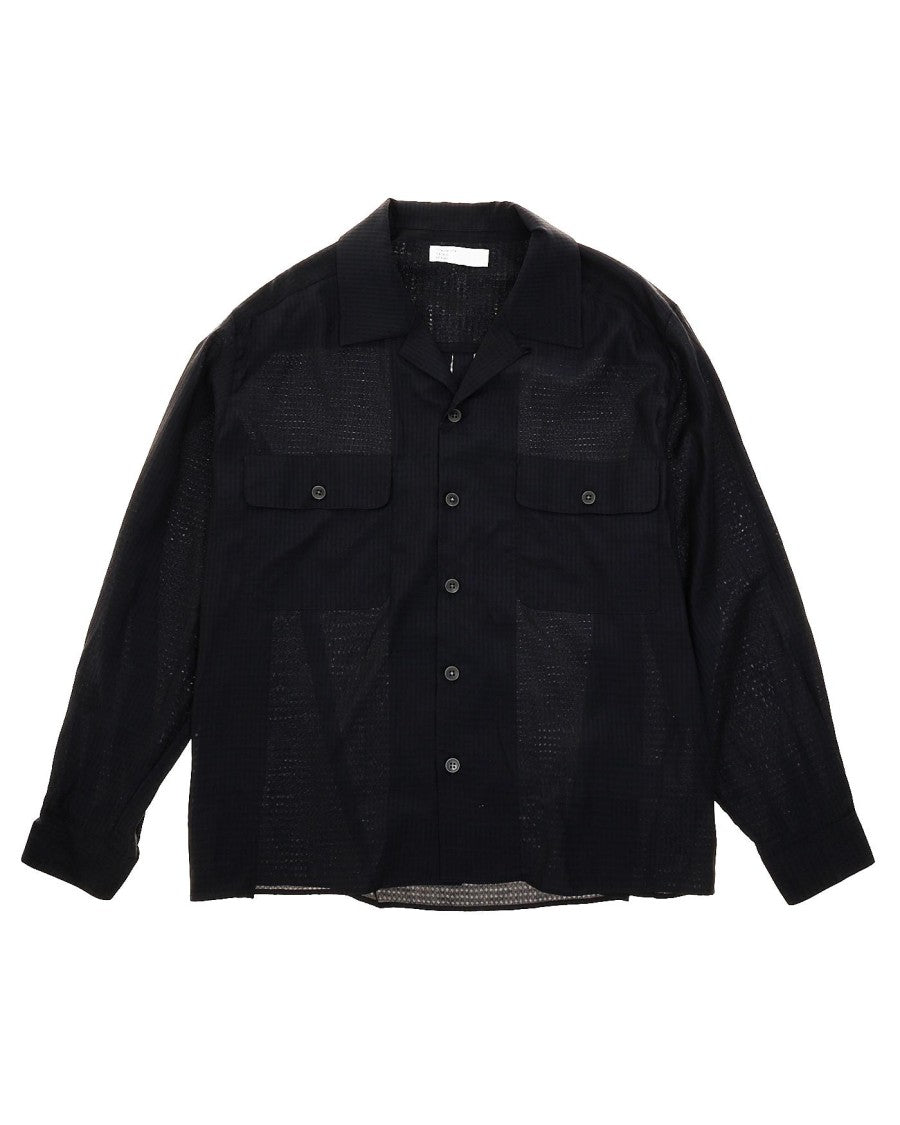 Beams Diamond Patterned Shirt In Breathable Cupro Blend