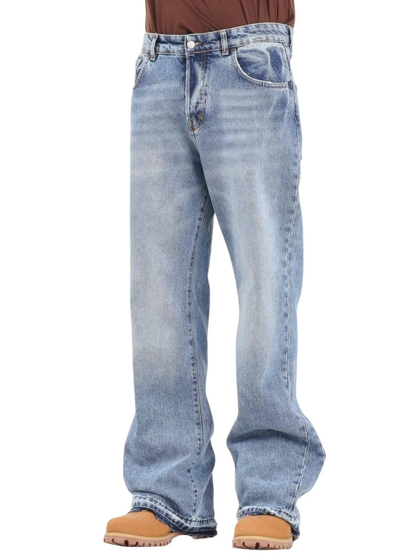 I M Brian Blue Faded Loose-Fit Cotton Jeans