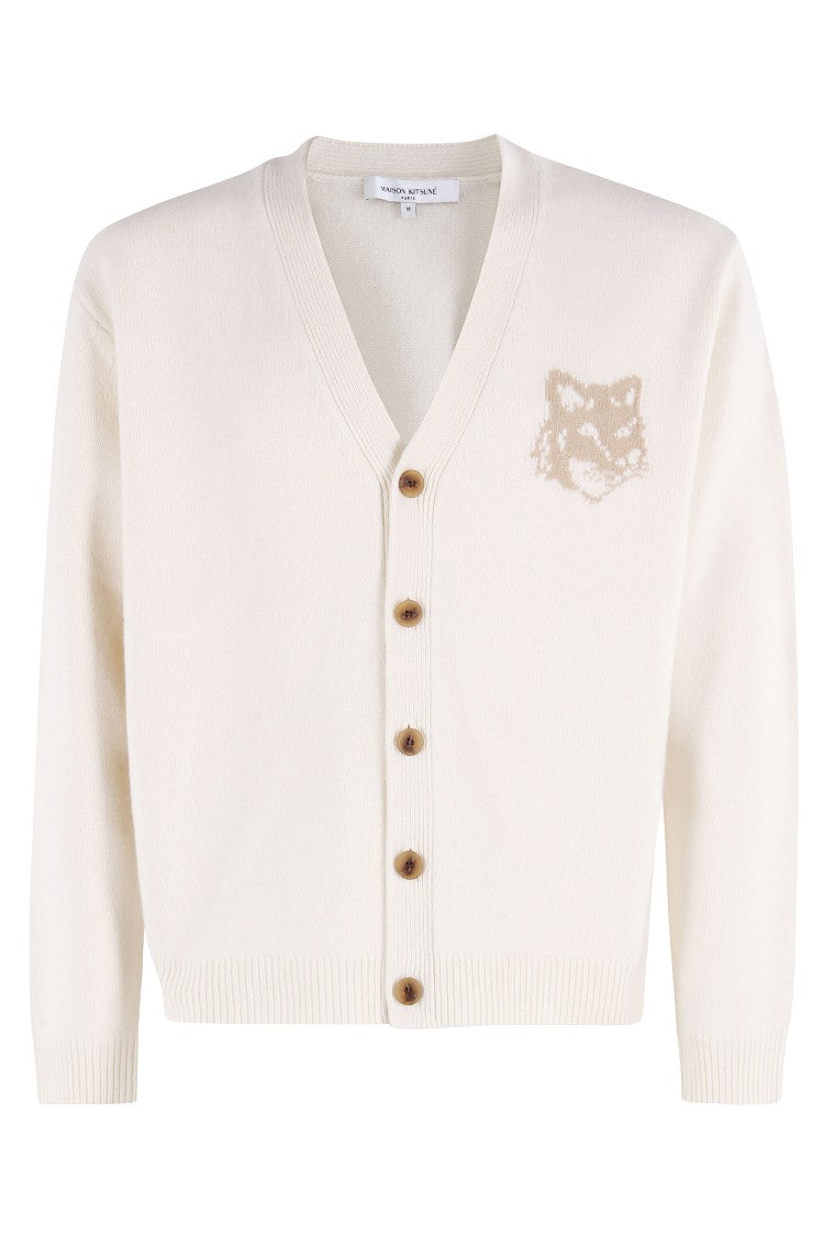 Maison Kitsuné Fox Head Intarsia Merino Cardigan