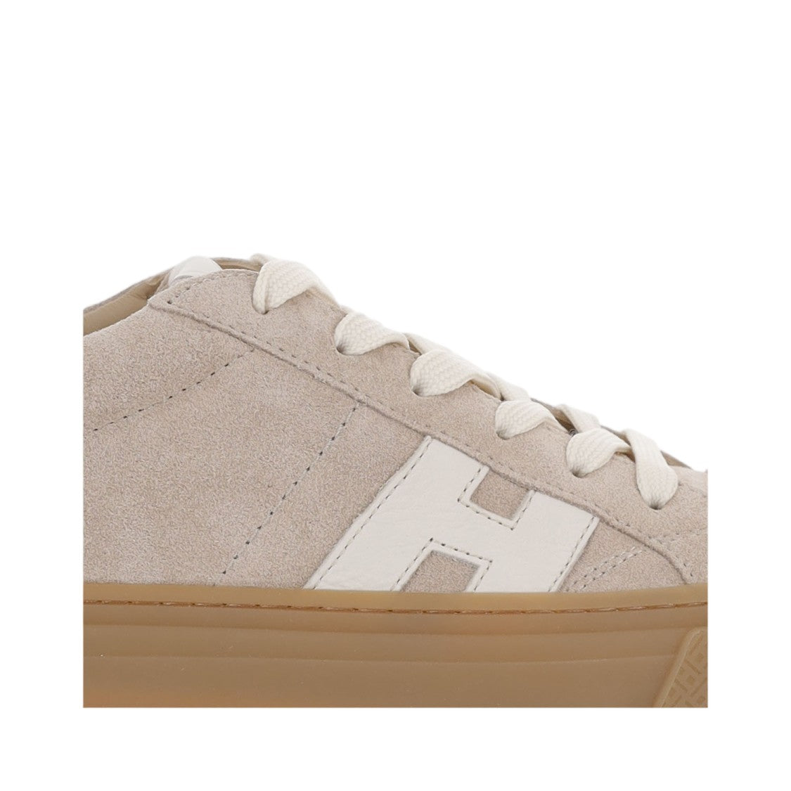 Hogan Beige Suede White Logo Sneakers