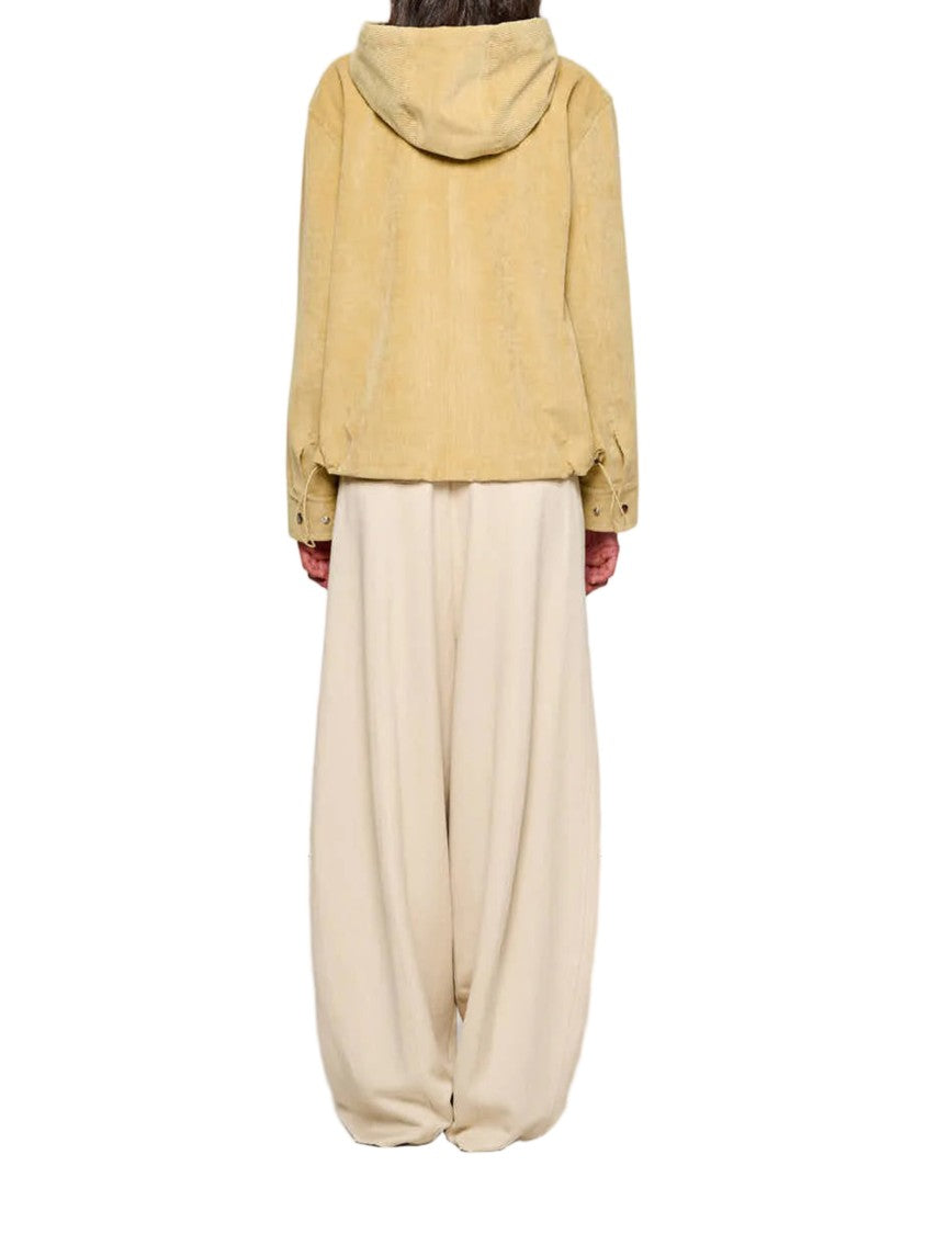Oof Wear Beige Velluto Laminato Cropped Parka