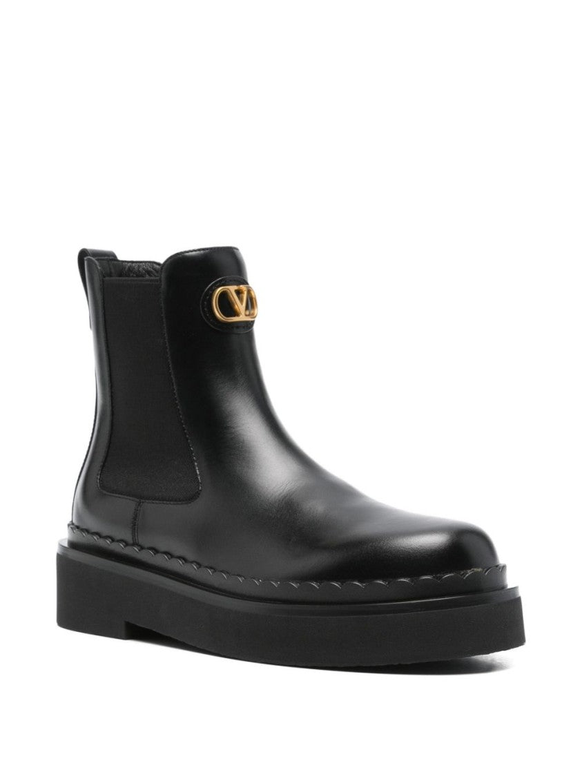 Valentino Garavani Sleek Black Leather Flats
