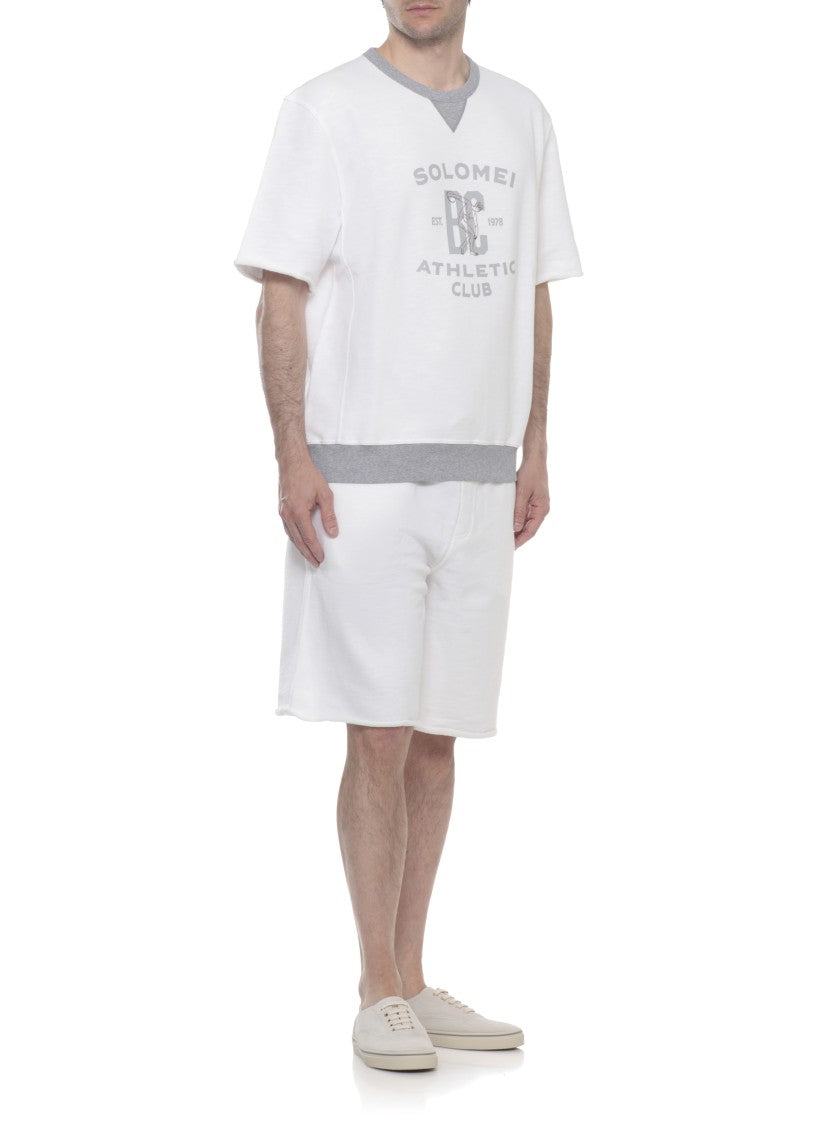 Brunello Cucinelli Ivory Logo Print Cotton T-Shirt