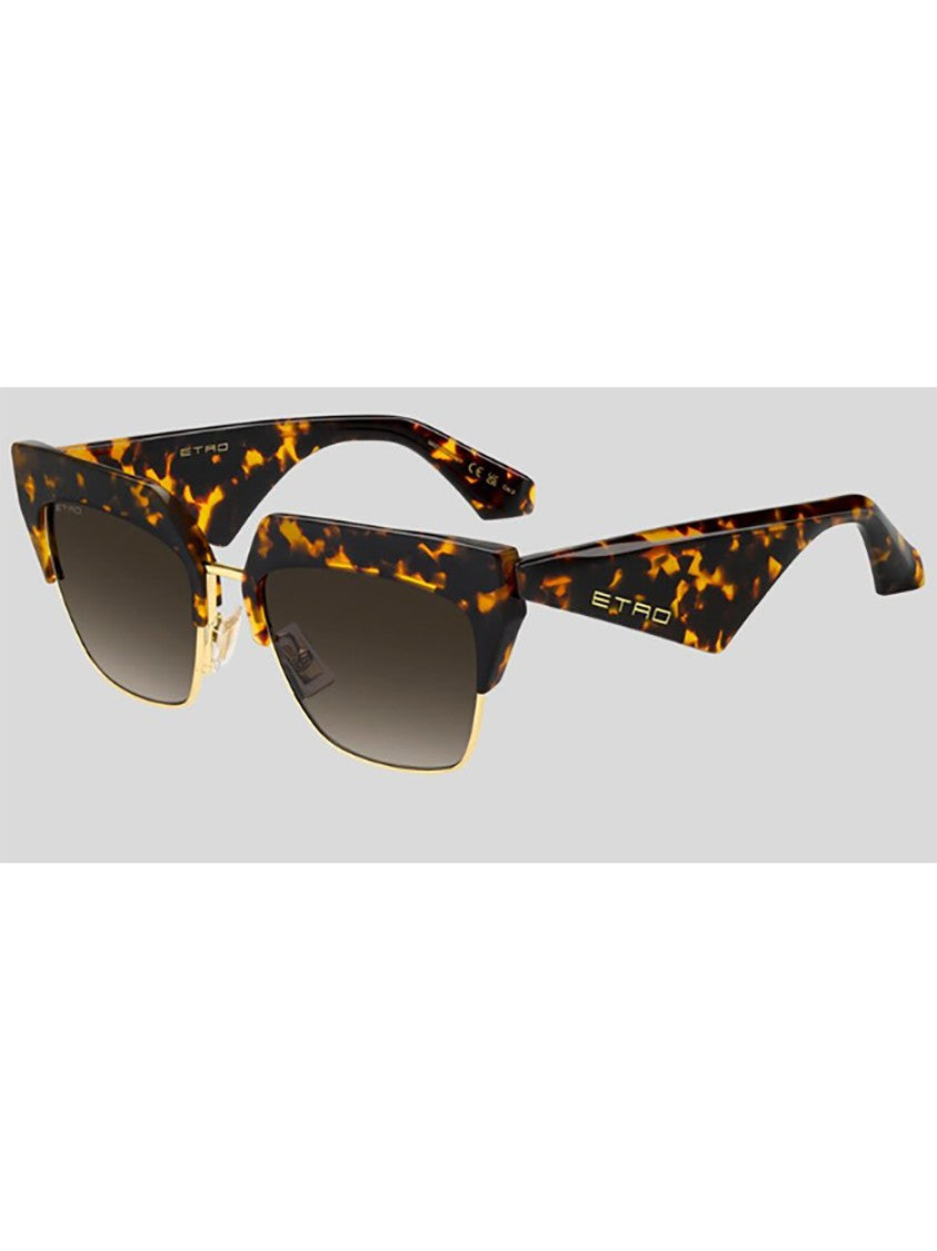 Etro Angular Tortoiseshell Sunglasses With Metallic Accents
