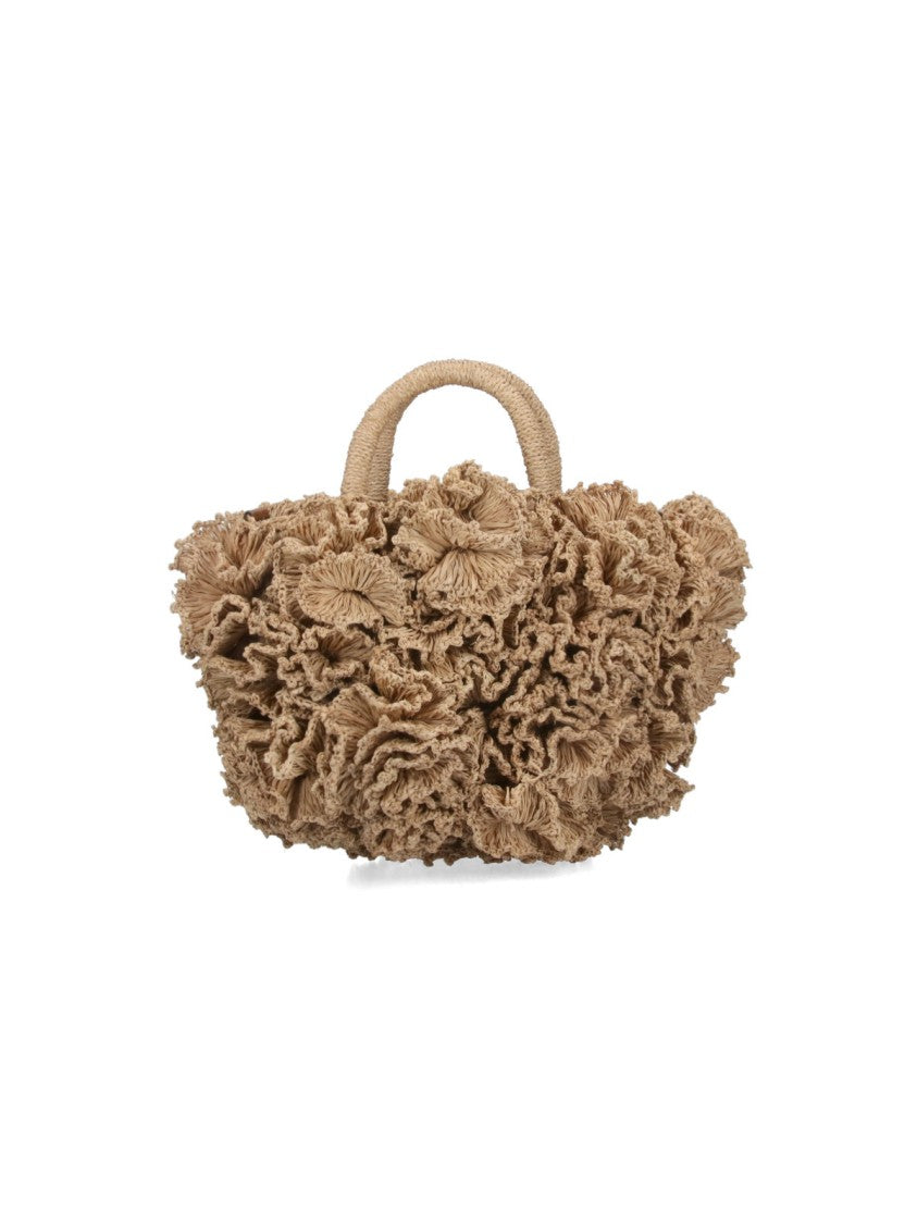 Ibeliv Ruffled Beige Handbag With Textured Design