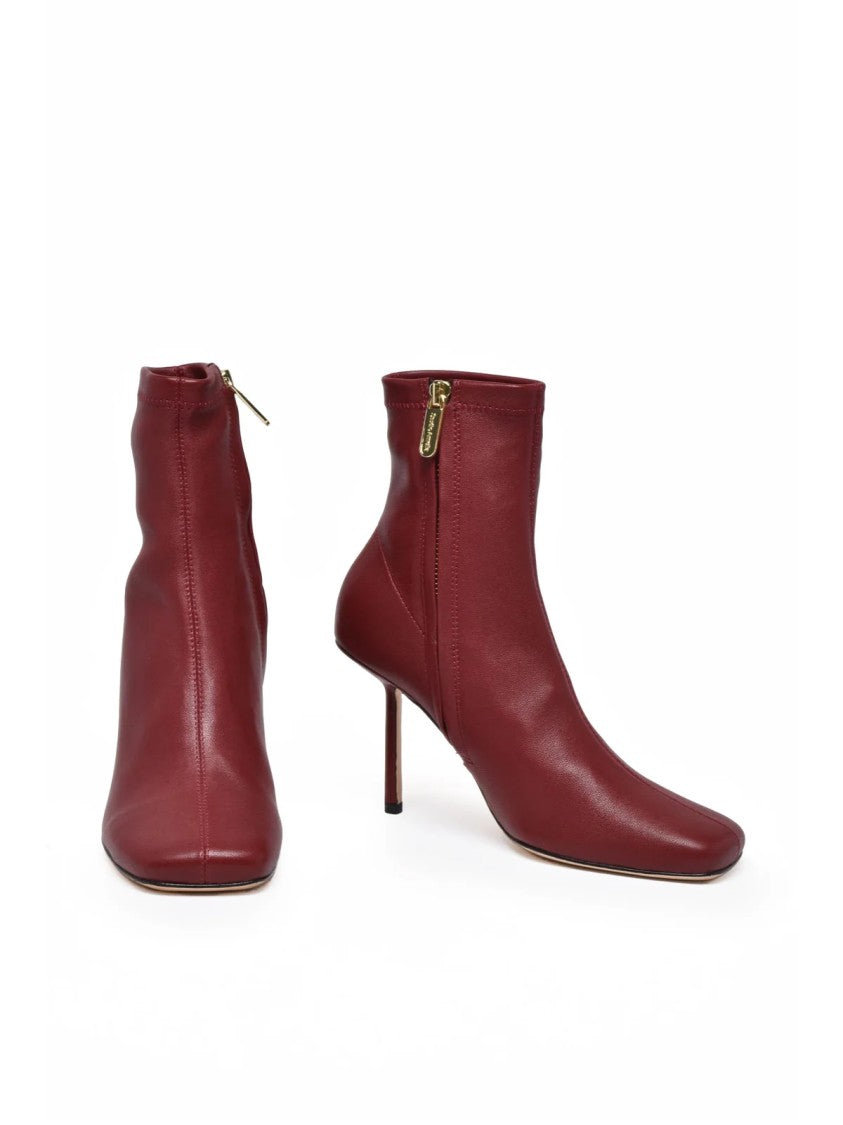 Studio Amelia Red Stretch Pointed Toe Stiletto Heel Ankle Boots