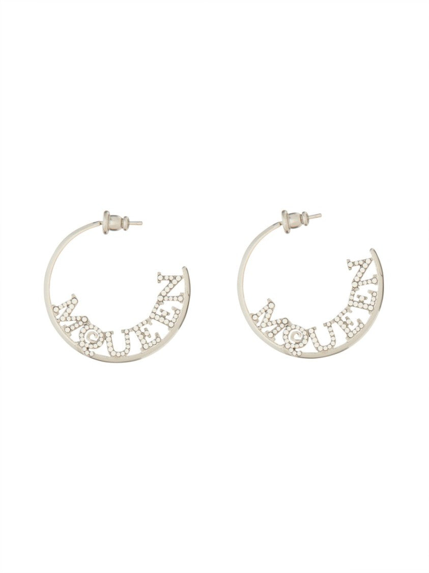 Alexander Mcqueen Hoop Earrings With Script Logo