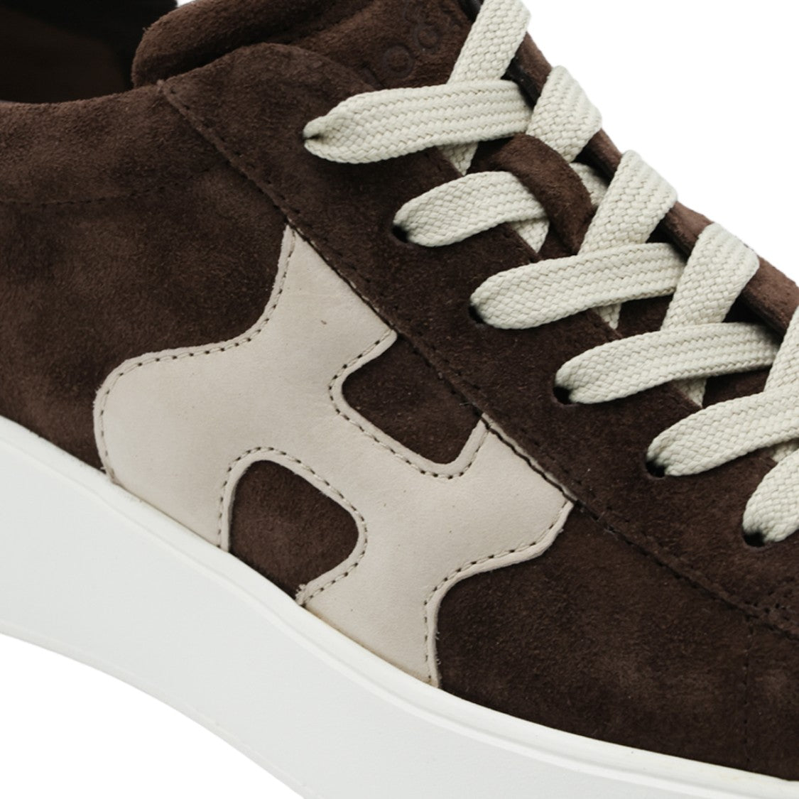 Hogan Dark Brown Suede Sneakers With Beige Accents