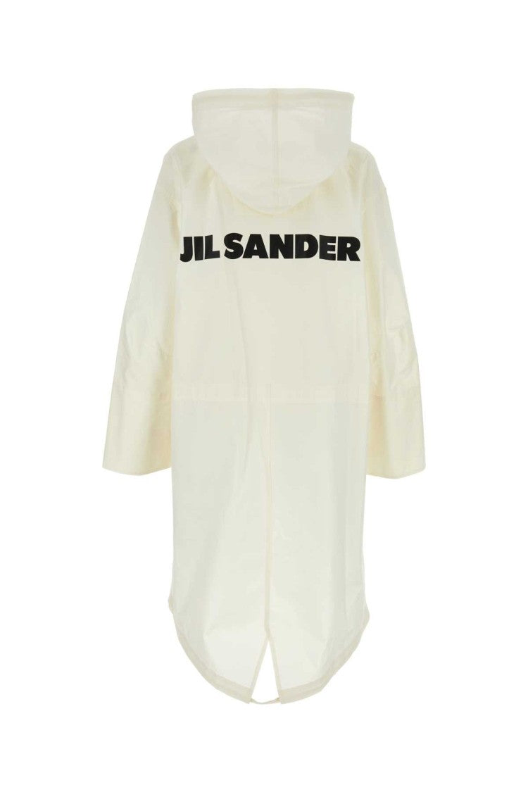 Jil Sander Ivory Cotton Parka With Bold Logo