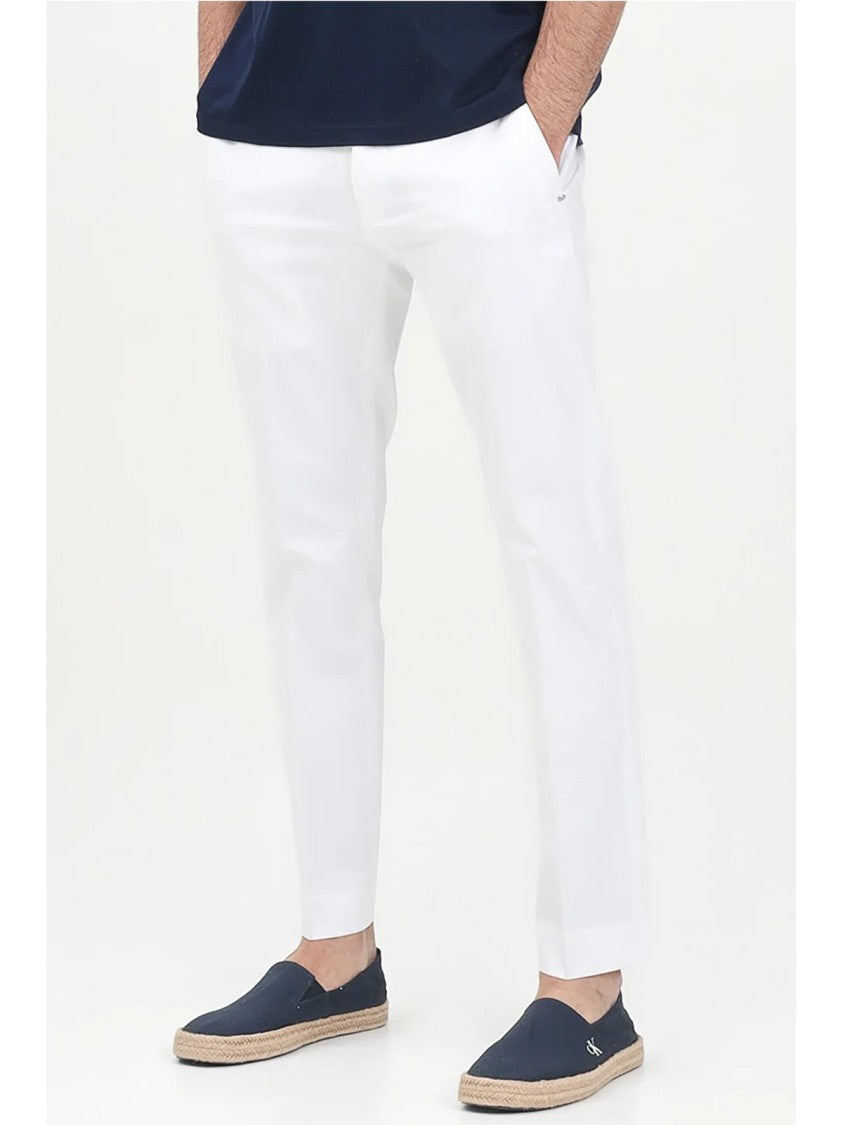 Entre Amis White Stretch Cotton Pants