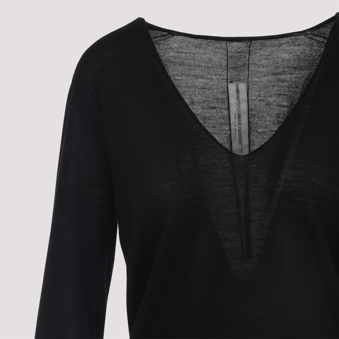 Rick Owens Black Virgin Wool V Neck Pull