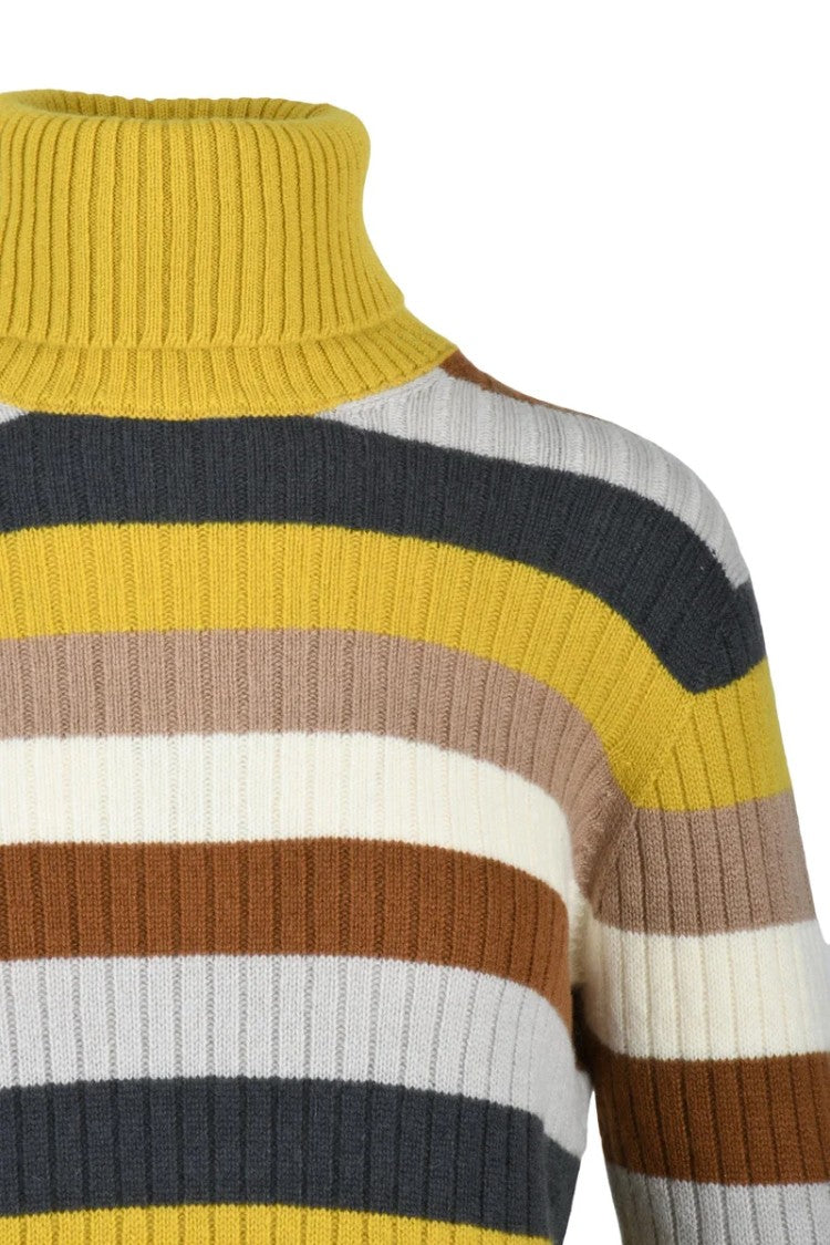 Drumohr High Neck Cashmere Sweater - Brown/Yellow