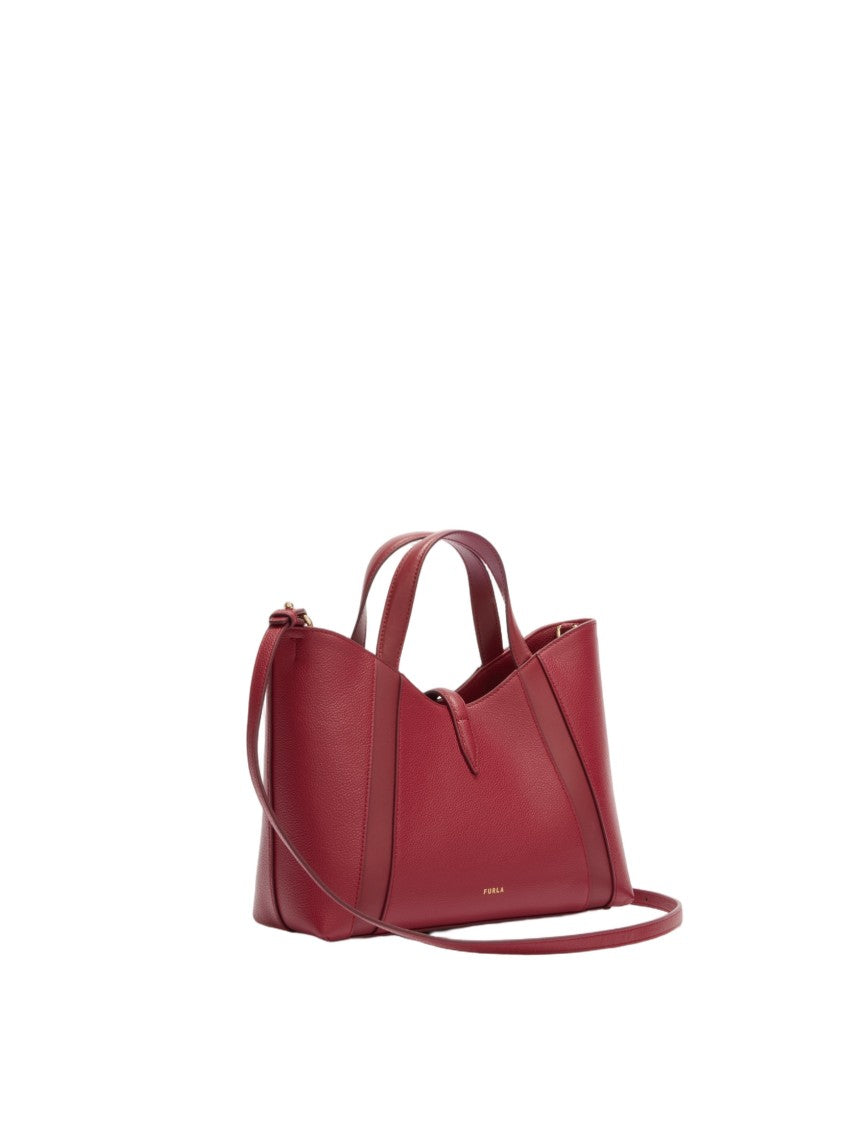Furla Goccia S Leather Tote Handbag, Cherry Color
