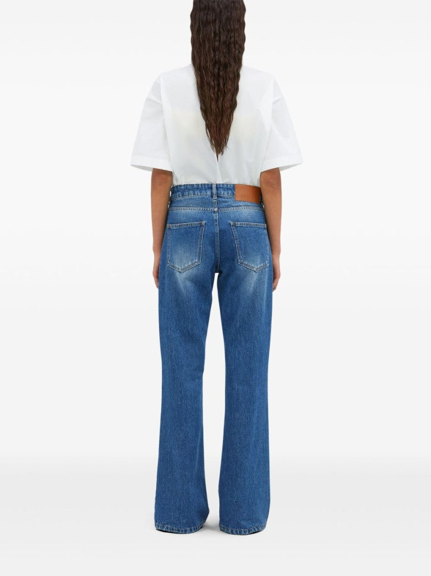 Msgm High-Waisted Blue Jeans With Classic Straight-Leg Cut