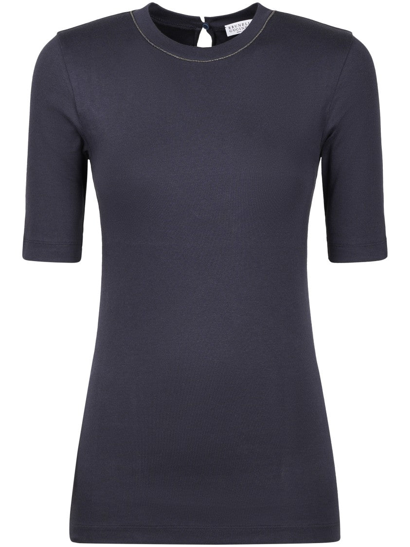 Brunello Cucinelli Fitted T-Shirt With Keyhole Back Closure