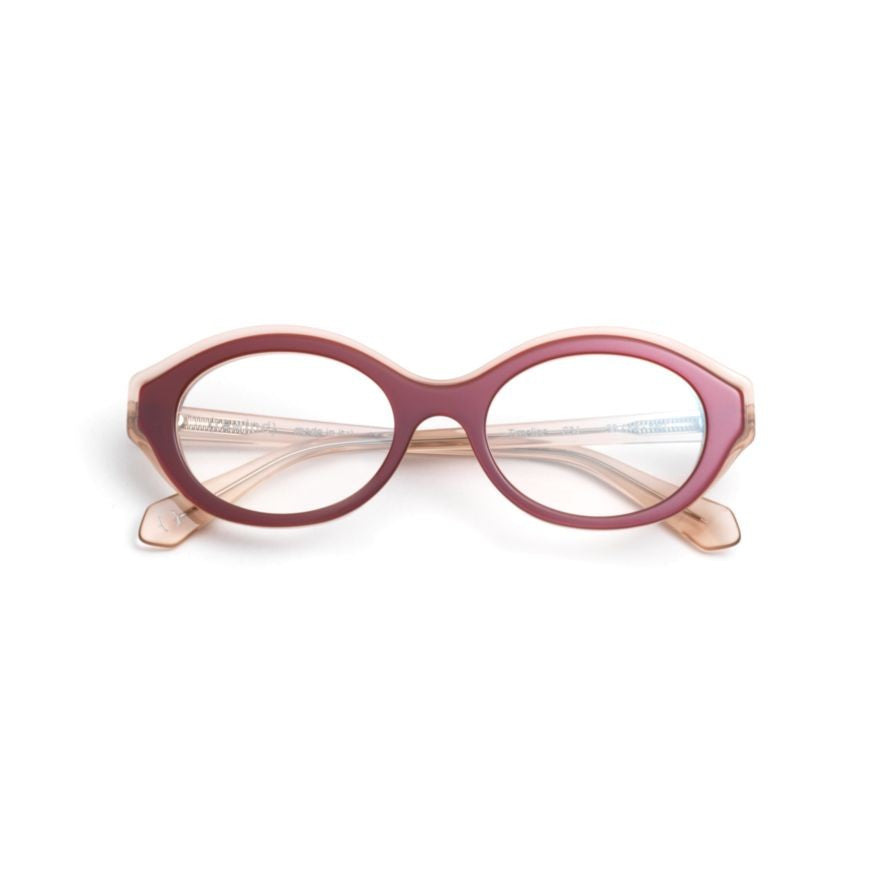 Rewind Timeline Oval Frame Eyeglasses In Muted Burgundy With Translucent Temples