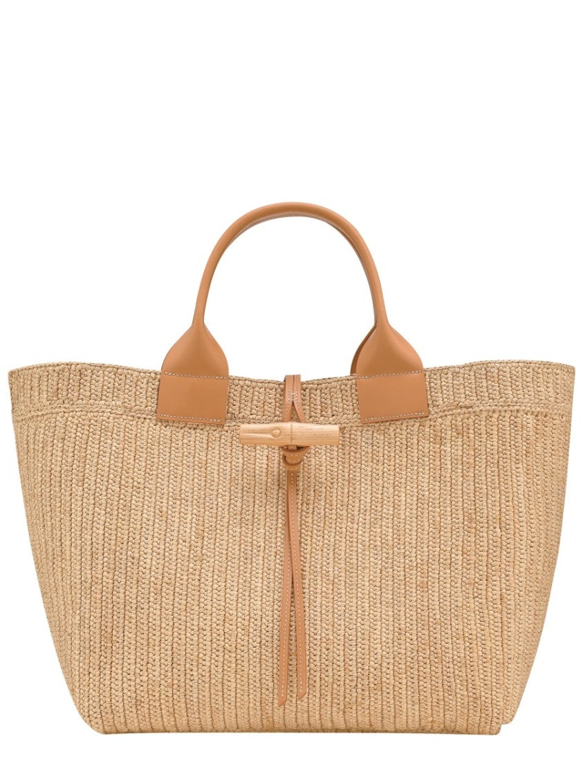 Longchamp Natural Le Roseau Woven Raffia Tote Bag