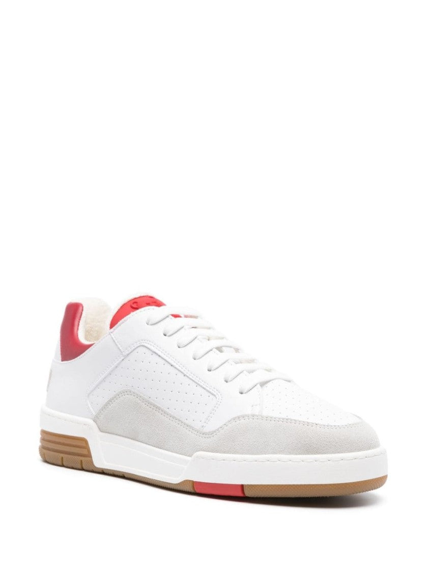 Moschino Perforated Calf Leather And Suede Sneakers