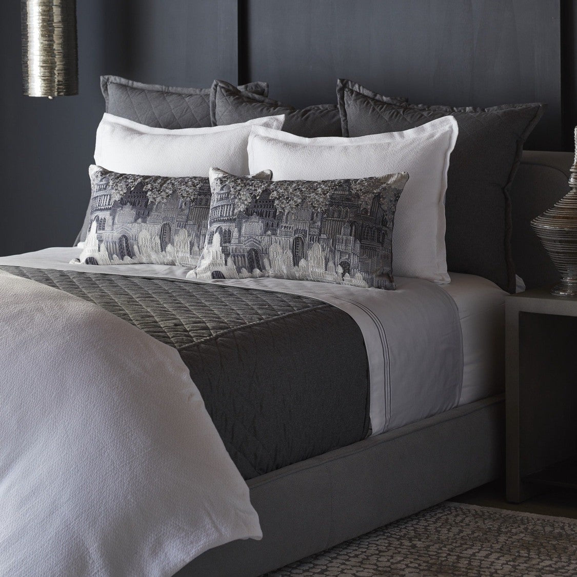 Ann Gish Flannel Coverlet Set - Grey