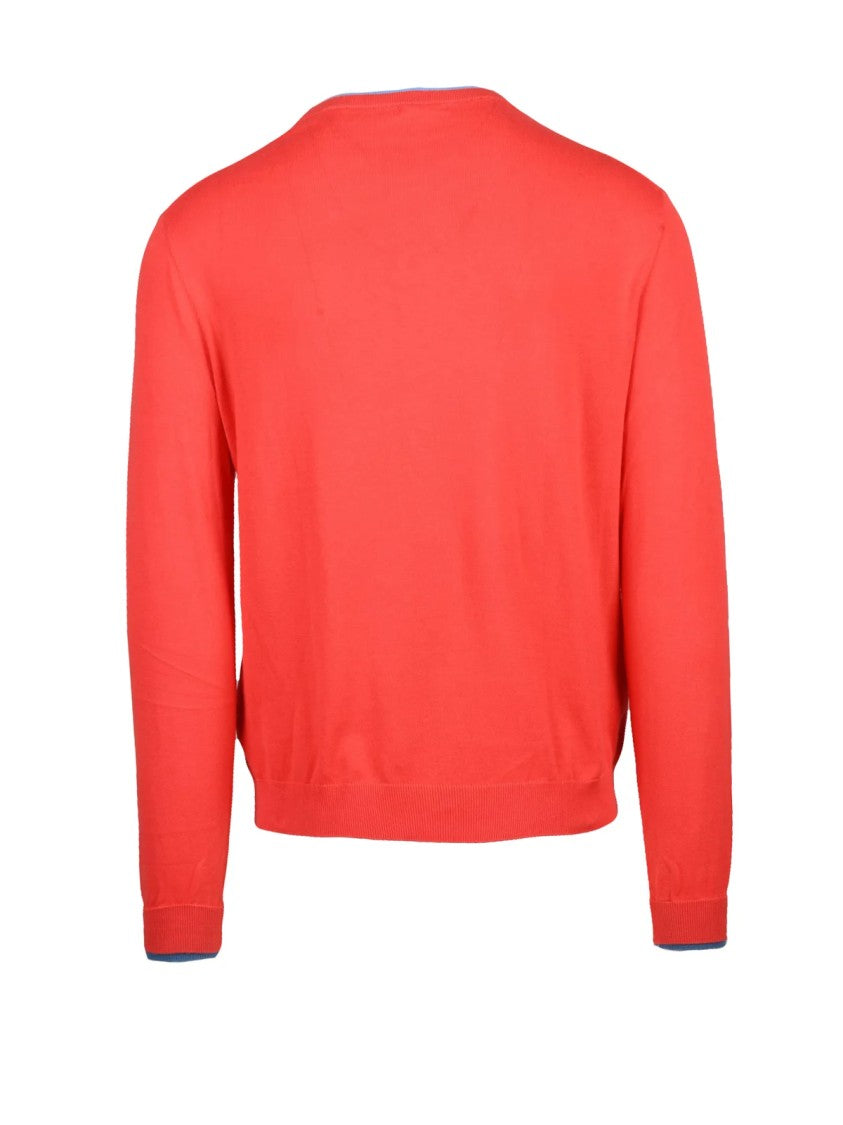 Sun68 Red Knit Cotton Crewneck Sweater