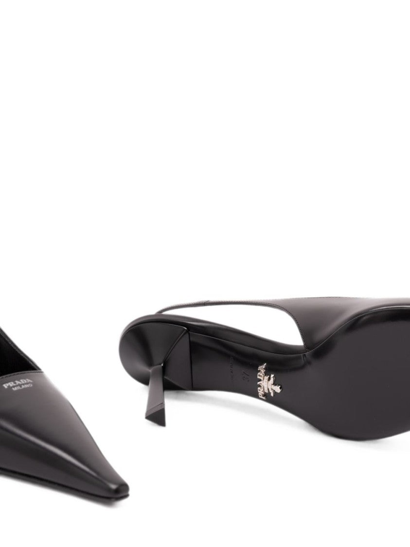 Prada Black Pointed-Toe Slingback Pumps