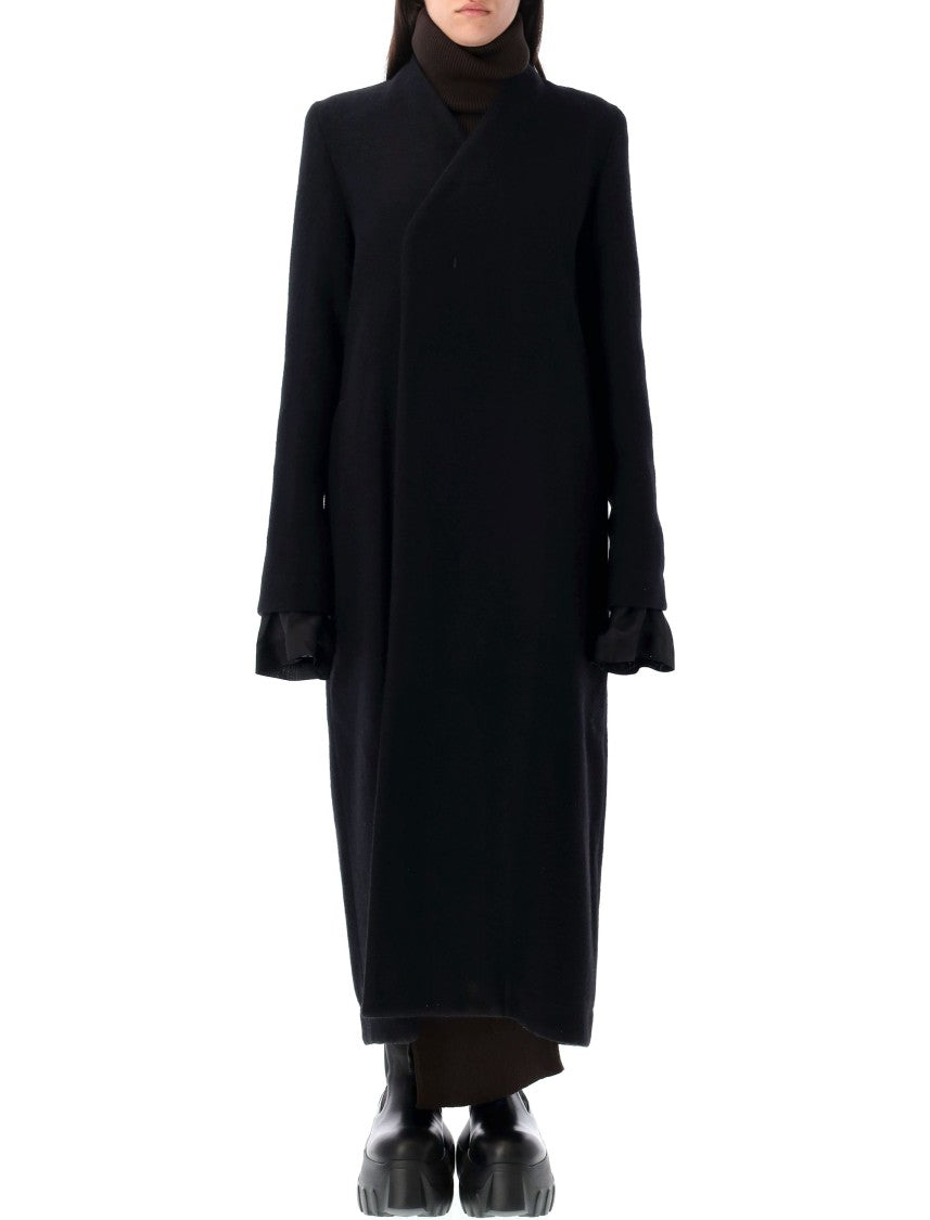 Rick Owens Museum Asymmetrical Long Black Coat