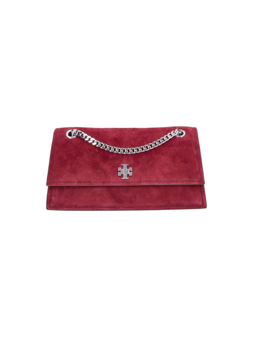 Tory Burch Red Suede Kira Turnlock Shoulder Bag