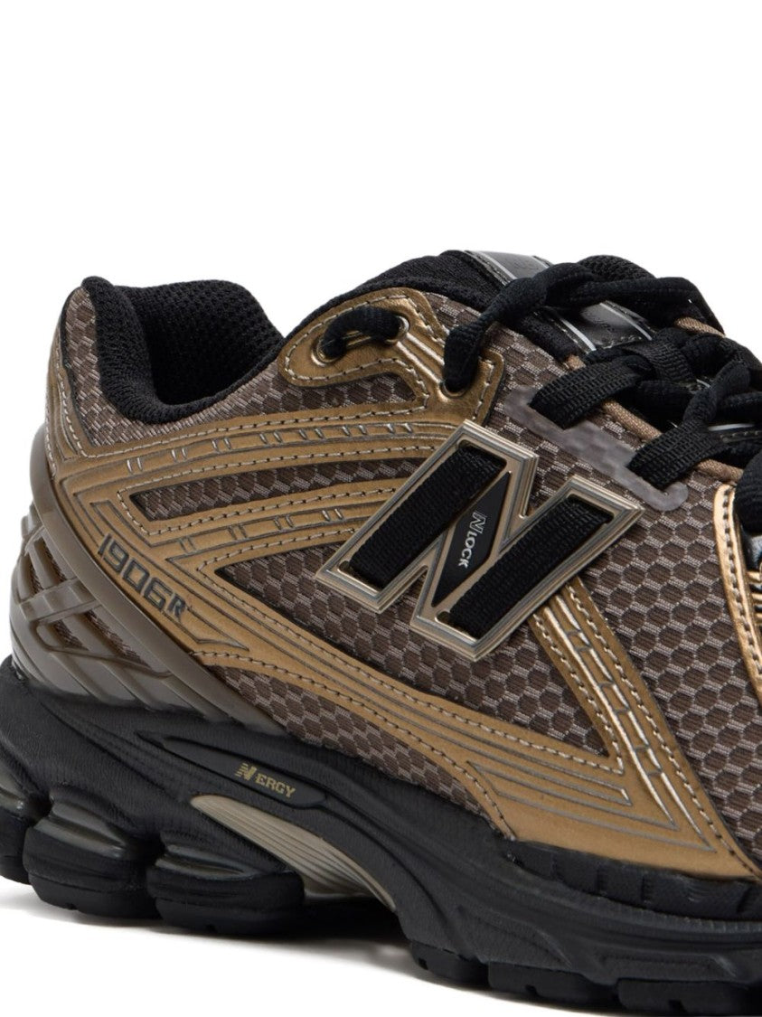 New Balance Metallic Gold Sneakers With Textured Mesh Base