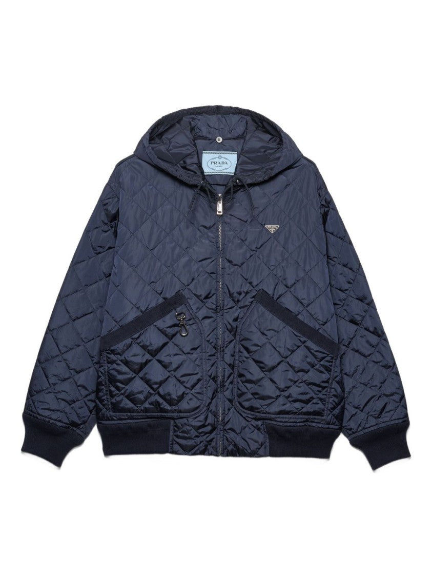 Prada Re-Nylon Hooded Velvet Trim Jacket
