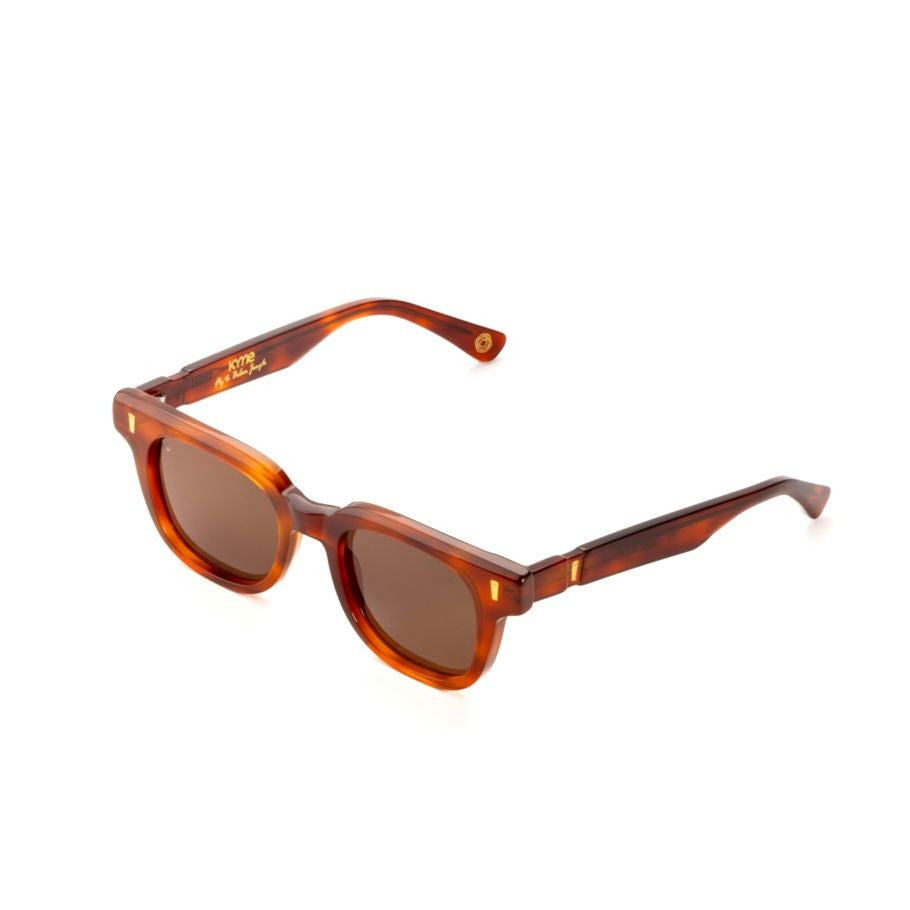 Kyme Justin Tortoiseshell Acetate Square Frame Sunglasses With Gold Accents