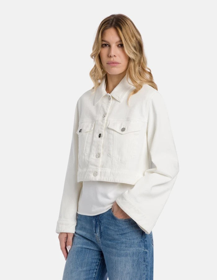 Dondup Cropped Jacket With Classic Collar And Minimalist Design