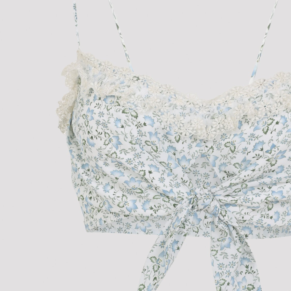 Ermanno Scervino Cropped Silk Tank Top With Floral Print