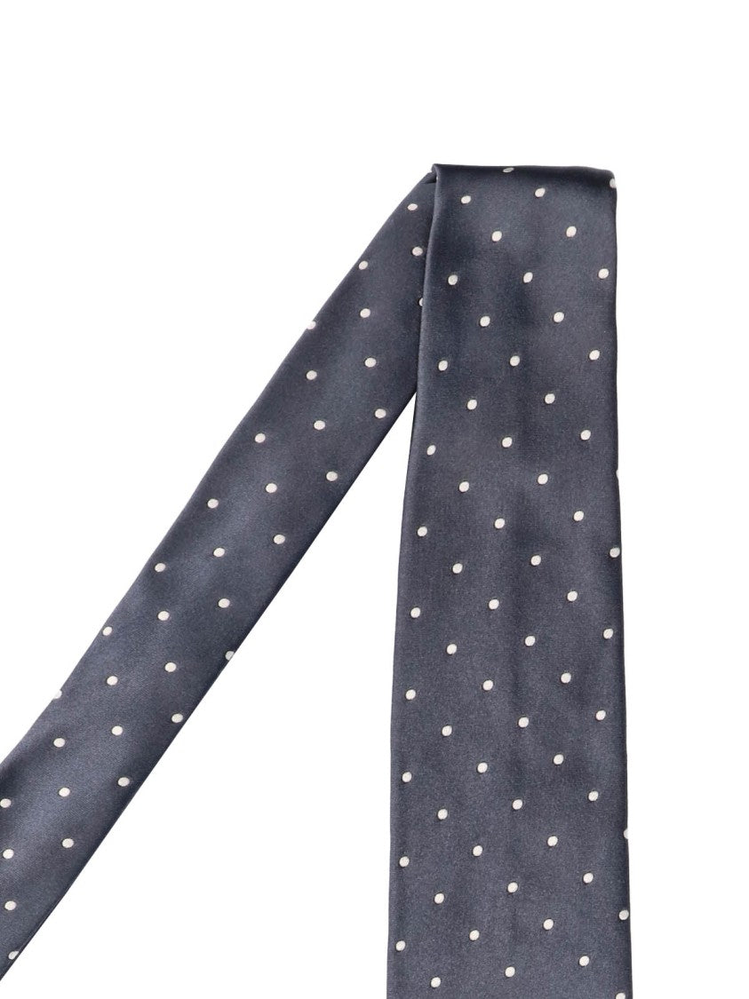 Tom Ford Polka Dot-Patterned Dark Tie With Tapered Design