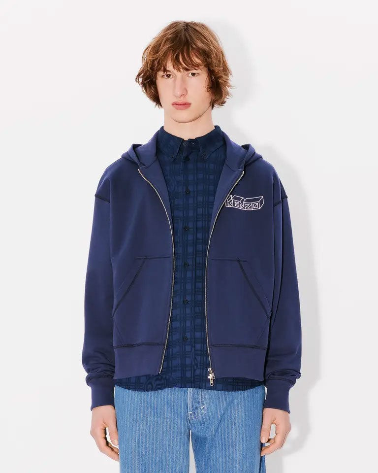 Kenzo Zipped Hoodie With Large Embroidered Logo