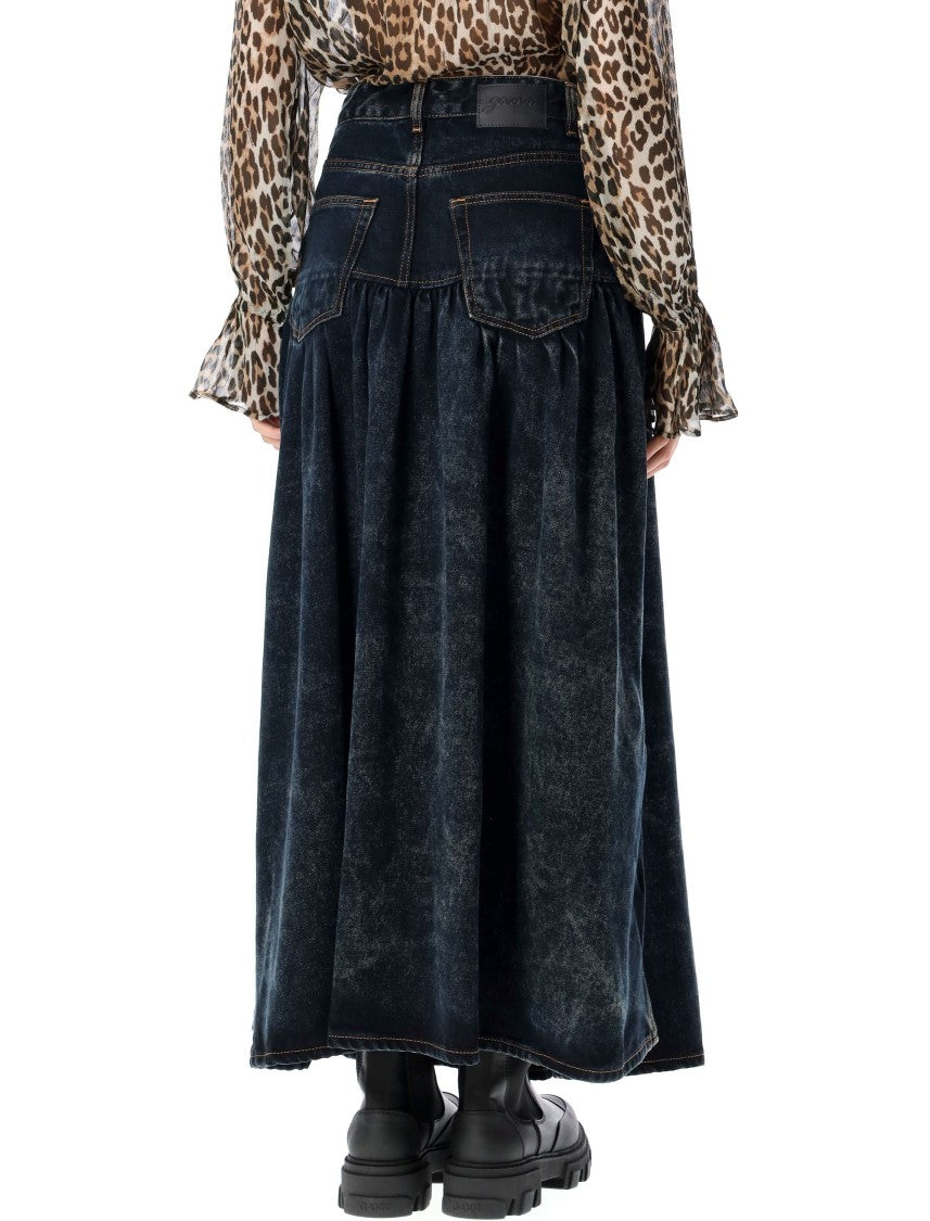 Ganni Denim Long Skirt