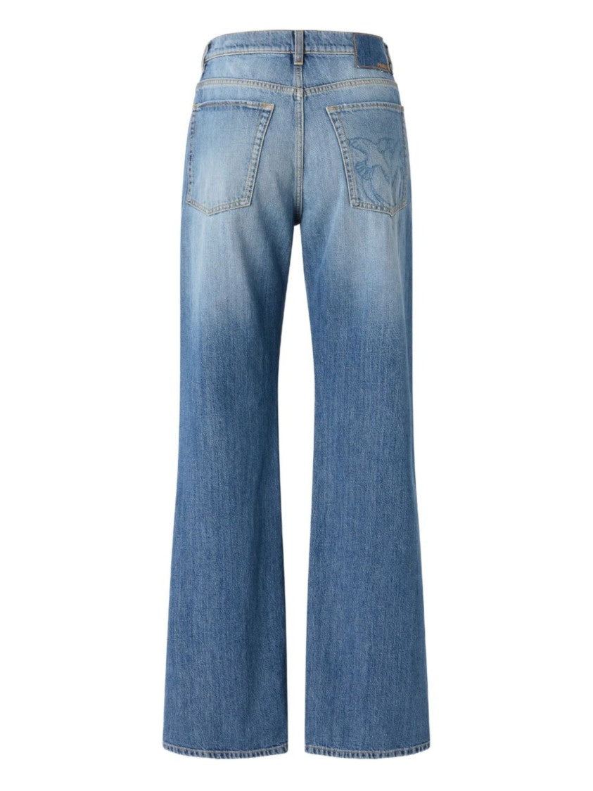 Pinko Wide Leg Faded Denim Jeans